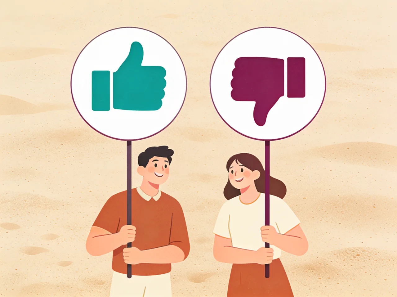 Thumbs up and thumbs down paddles